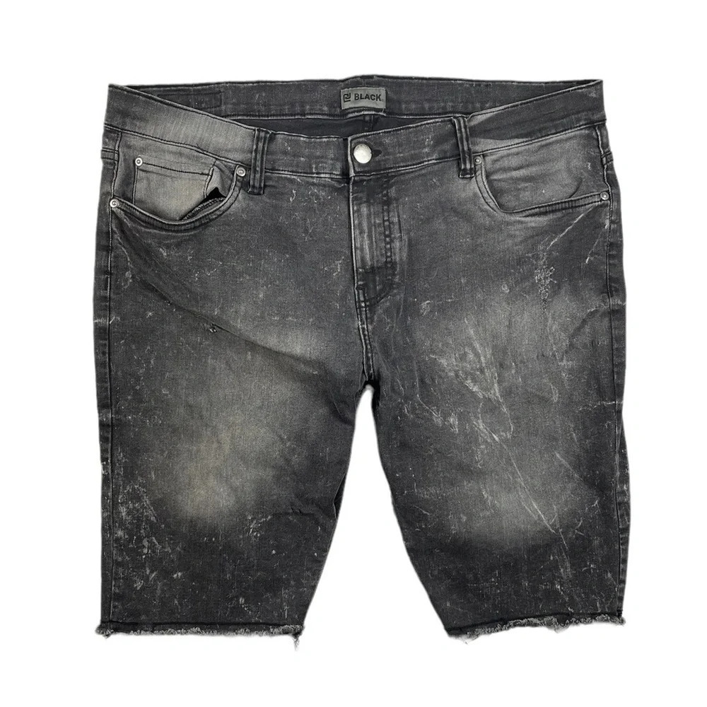 SH397 Mens Carbon Black Rue21 Stretch Flex Distressed Denim Jean Shorts 38